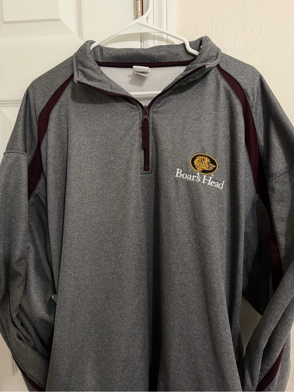 Boar's Head Quarter-Zip Pullover Gray Embroidered Logo Jacket - 3XL